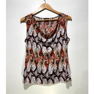 Shannon Ford VTG Y2K top USA made cowl neck feder print brown grunge women L